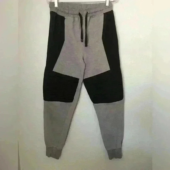 Vtg Phat Farm Gray Black Cuffed Sweat pants Joggers Waist String Medium - Picture 1 of 10